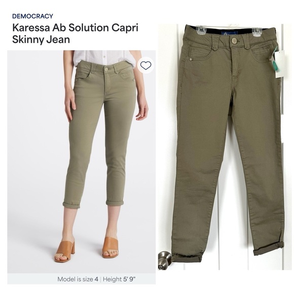 NWT Democracy Karessa Ab Solution Olive Capri Skinny Jean - size 2 - Picture 1 of 8